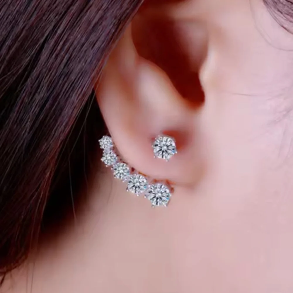 925 Sterling Silver Crystal Climber Earrings